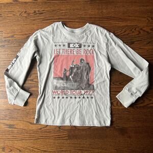 New Boy's AC/DC Long Sleeve Gray Band 1977 World Tour Tee - 8-10